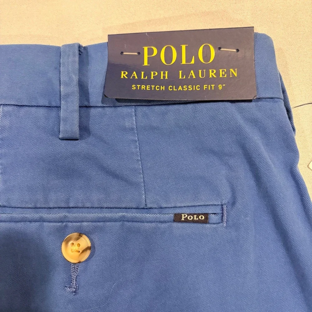 Polo Ralph Lauren Mens Blue Stretch Classic Fit 9 Inch Chino Shorts Size 40 NWT